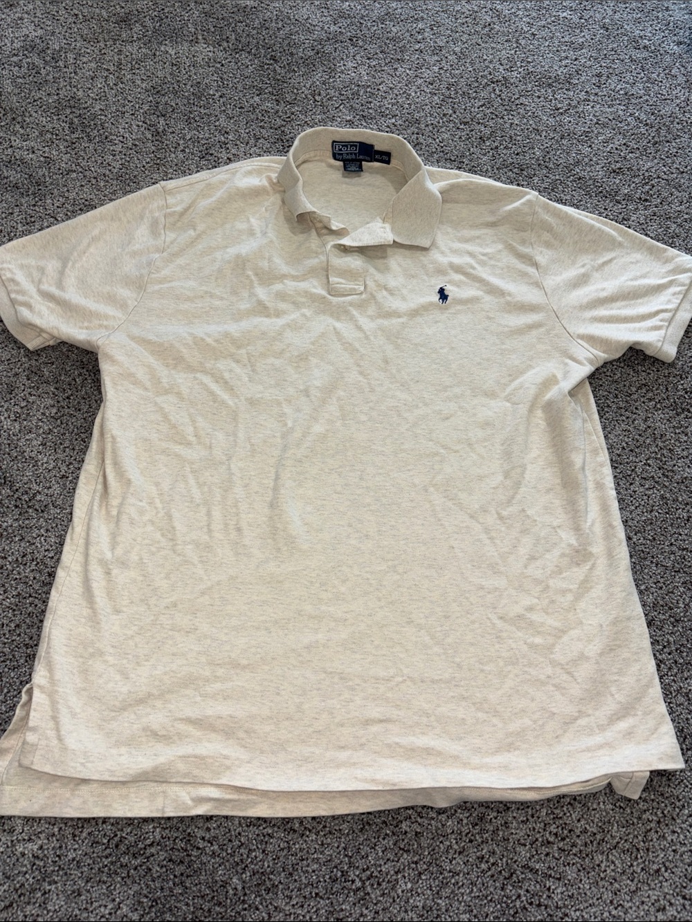 Polo by Ralph Lauren Men's Polo Shirt in Light Cream with Navy Pony